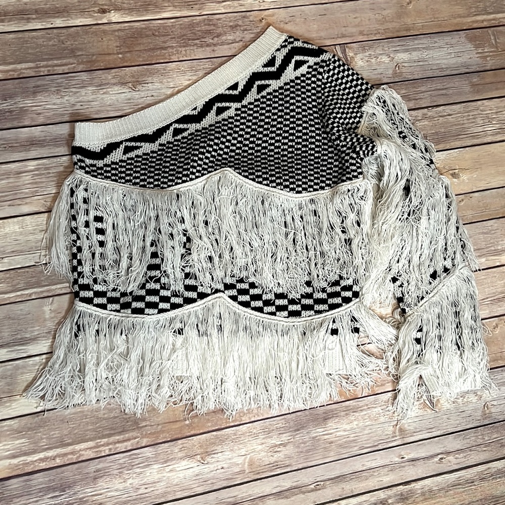 One Arm Fringe Sweater
